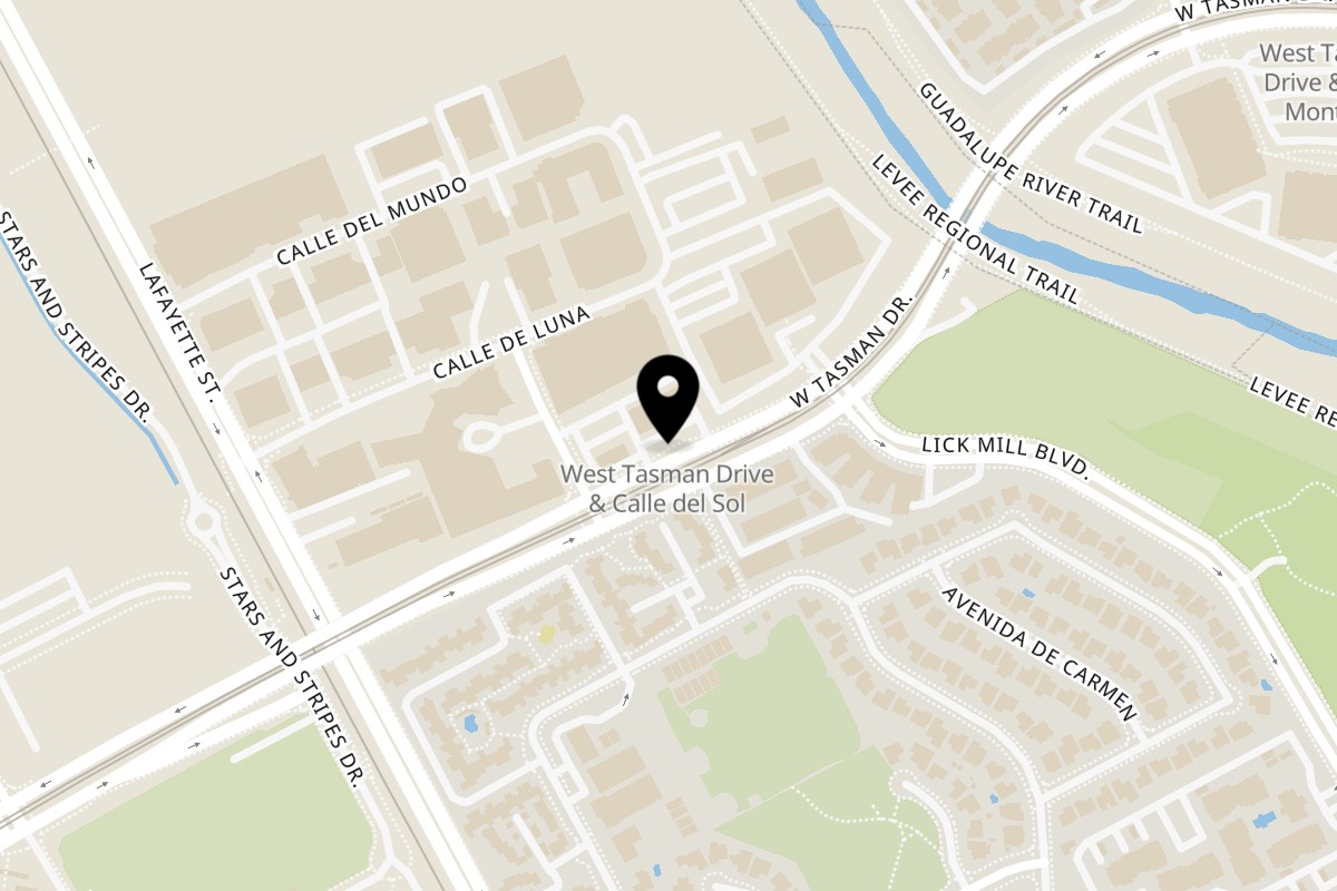 Map showing the location of Mikayla's Cafe Mikayla's Cafe - Tasman Drive on 2209 Tasman Dr in Santa Clara